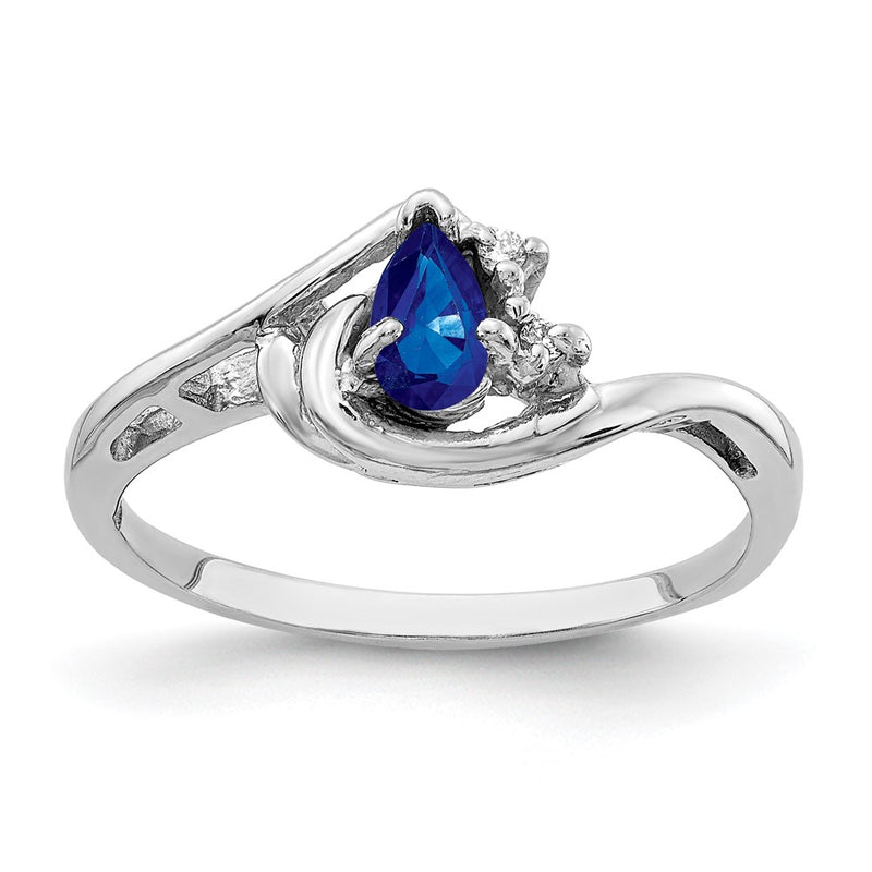 14k White Gold 5x3mm Pear Sapphire A Real Diamond ring