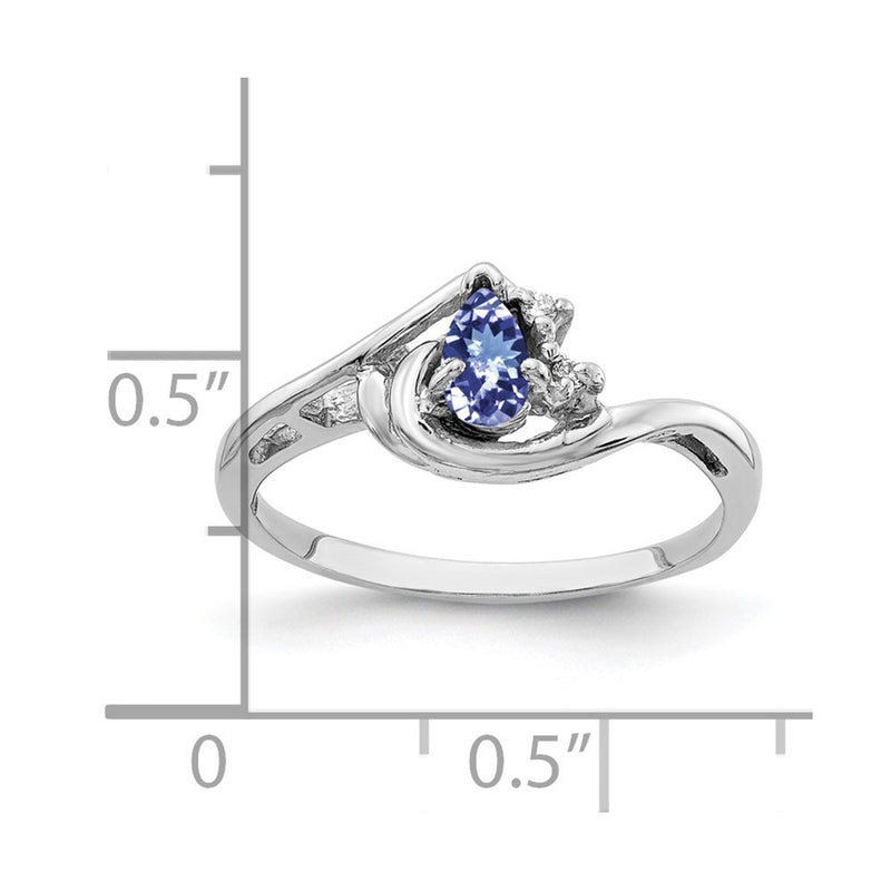 14k White Gold 5x3mm Pear Tanzanite AA Diamond ring