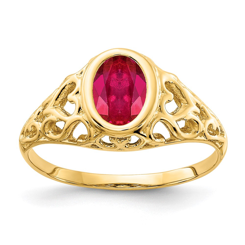 14K Yellow Gold 7x5mm Oval Ruby ring