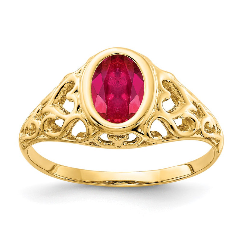 14K Yellow Gold 7x5mm Oval Ruby ring