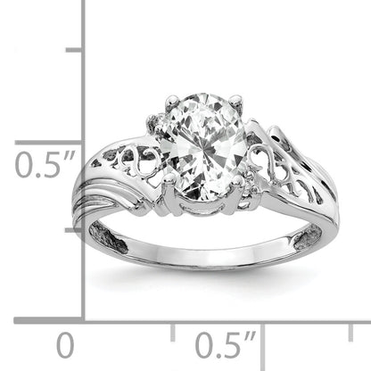 14k White Gold 8x6mm Oval Cubic Zirconia AAA Diamond ring