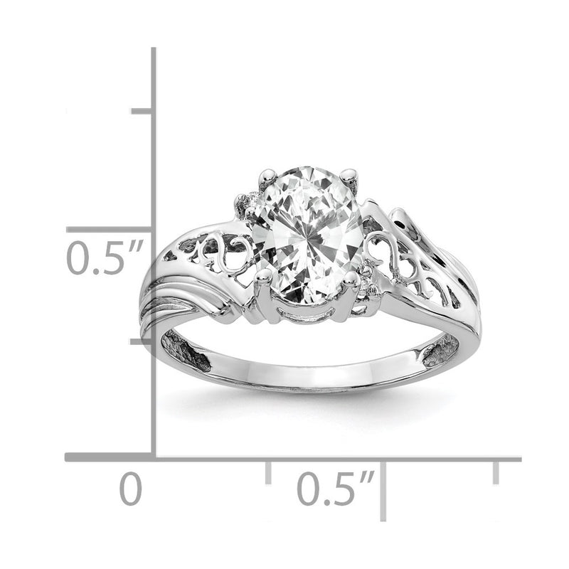 14k White Gold 8x6mm Oval Cubic Zirconia A Diamond ring