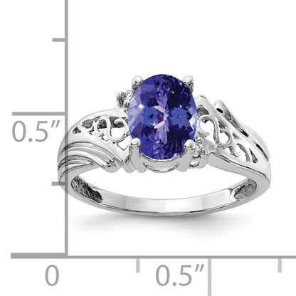 14k White Gold 8x6mm Oval Tanzanite A Diamond ring