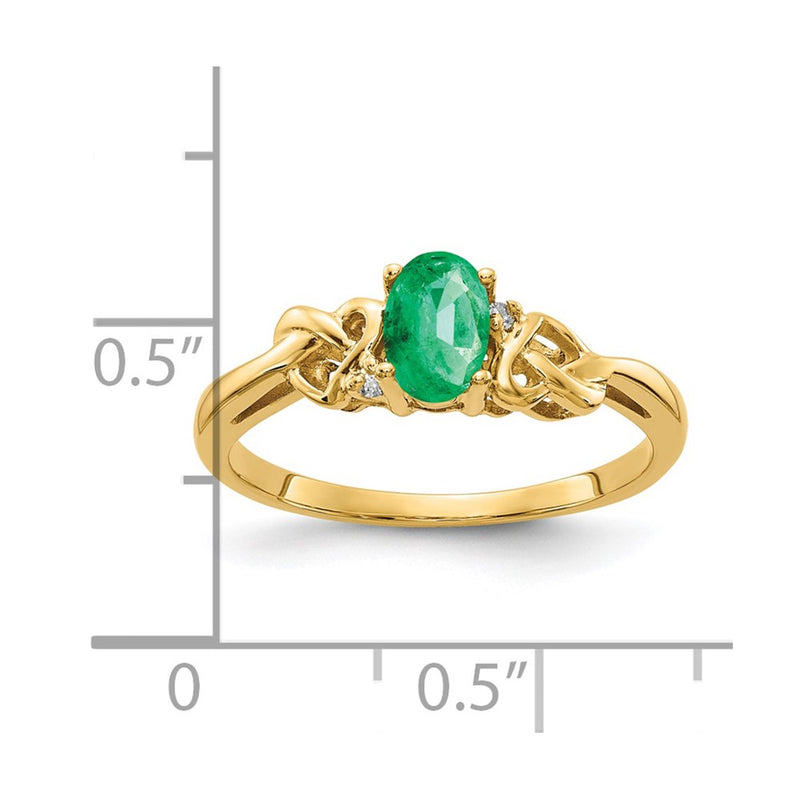 14k Yellow Gold 6x4mm Oval Emerald AAA Diamond ring