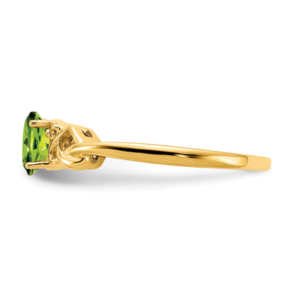 14K Yellow Gold 6X4mm Oval Peridot A Diamond Ring