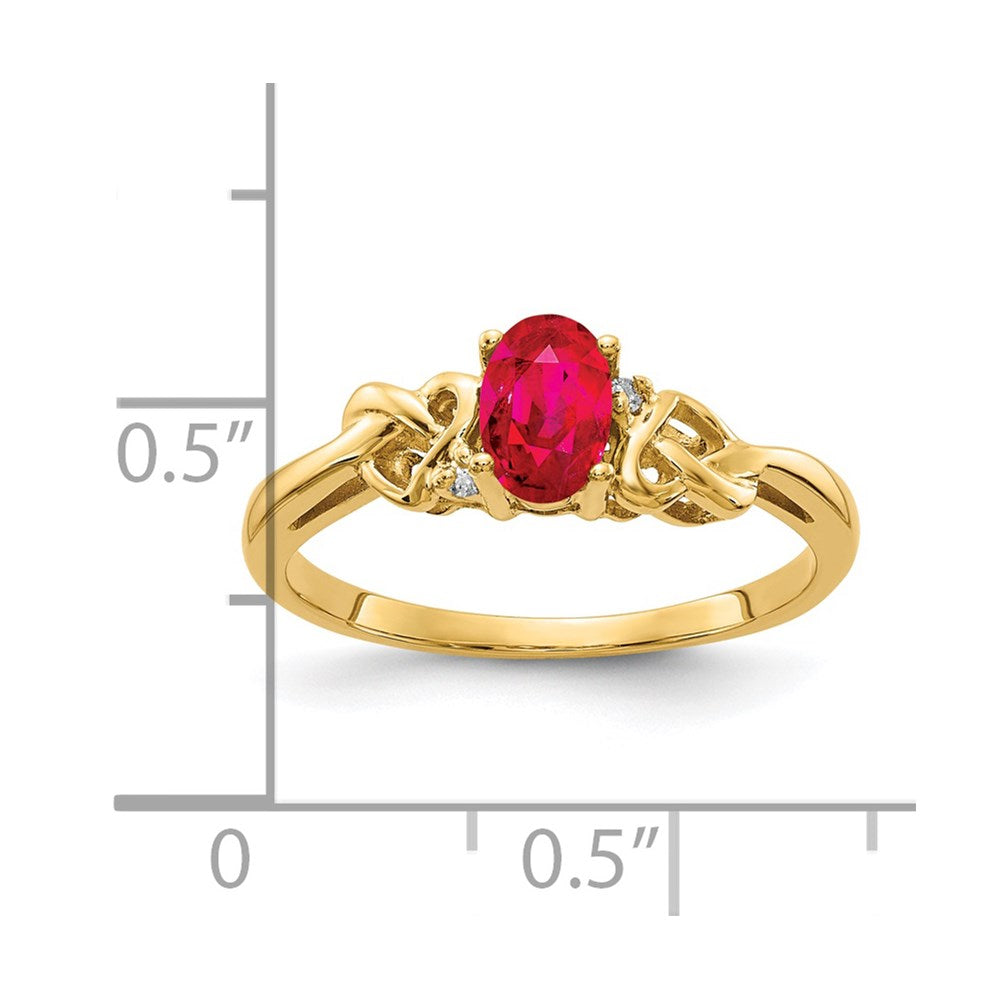 14K Yellow Gold 6x4mm Oval Ruby A Real Diamond ring