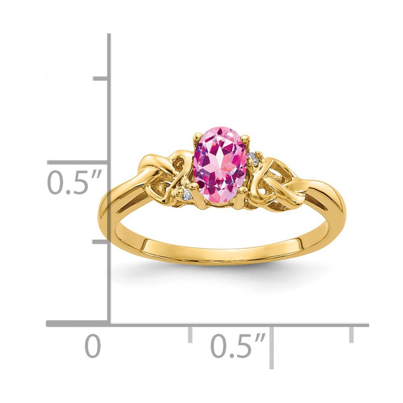 14K Yellow Gold 6x4mm Oval Pink Sapphire A Real Diamond ring