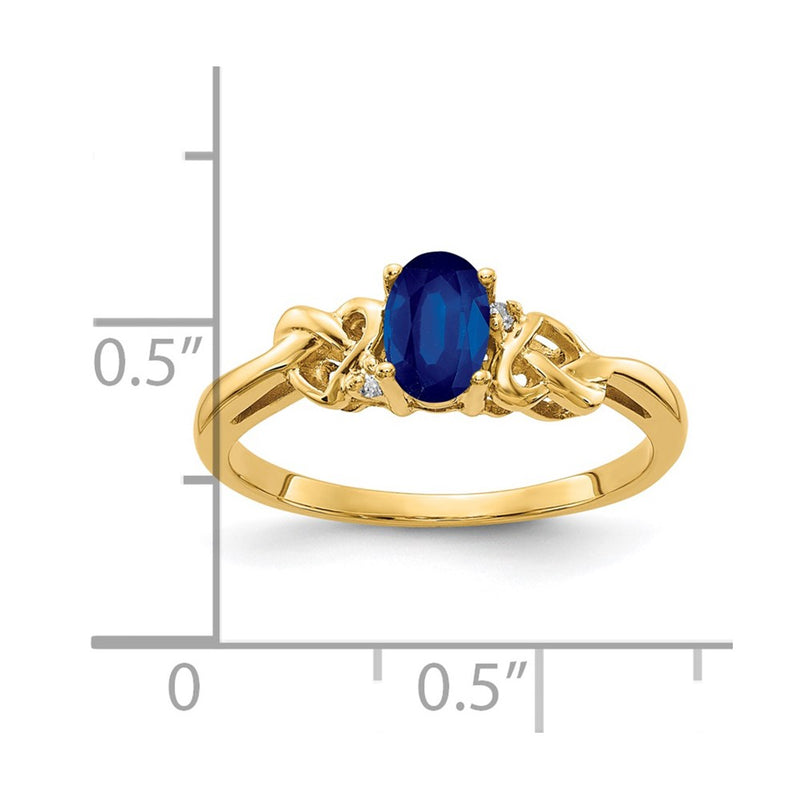 14k Yellow Gold 6x4mm Oval Sapphire VS Diamond ring