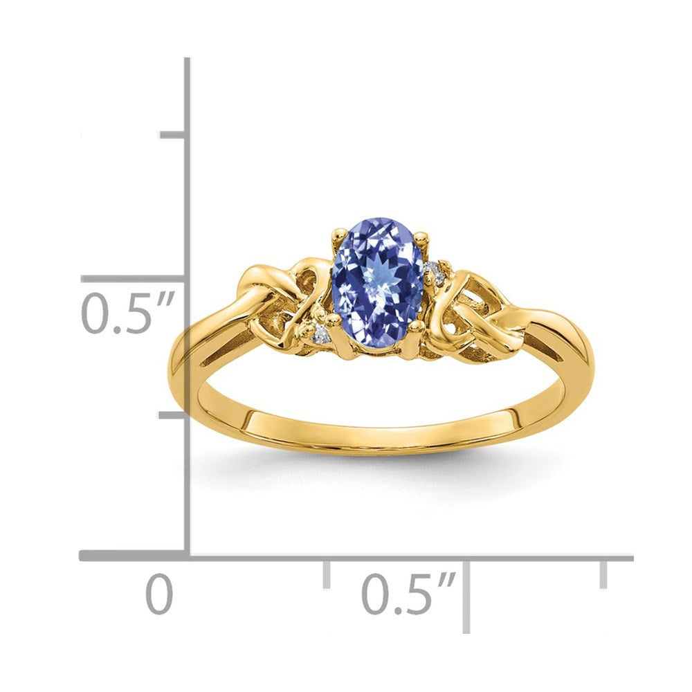 14k Yellow Gold 6x4mm Oval Tanzanite A Diamond ring