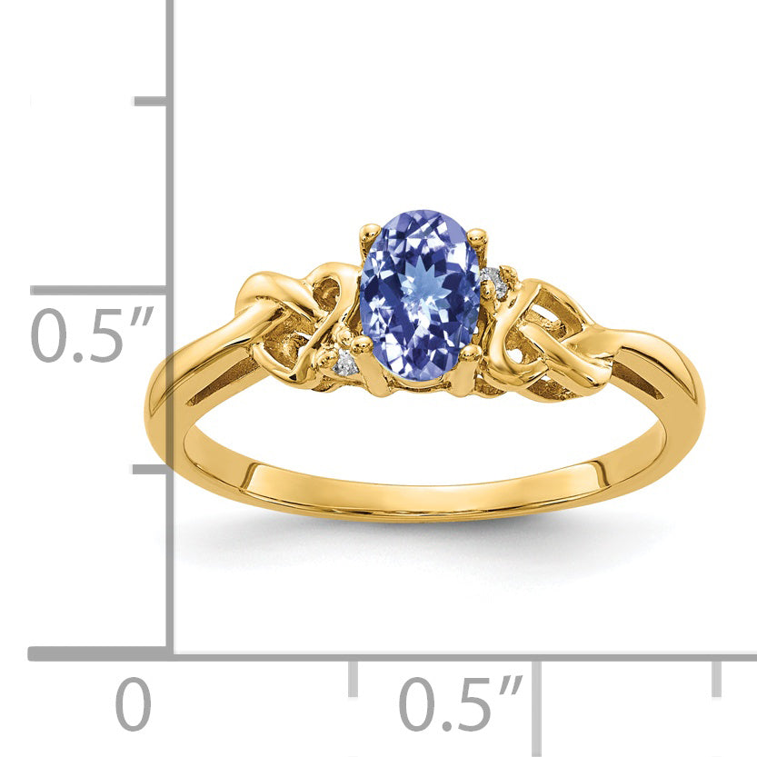 14k Yellow Gold 6x4mm Oval Tanzanite AAA Diamond ring