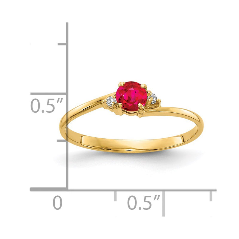 14k Yellow Gold 4mm Ruby VS Diamond ring