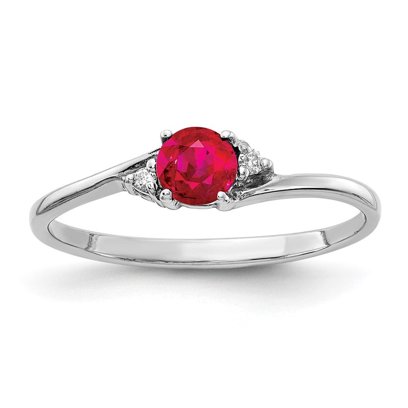 14k White Gold 4mm Ruby AA Diamond ring