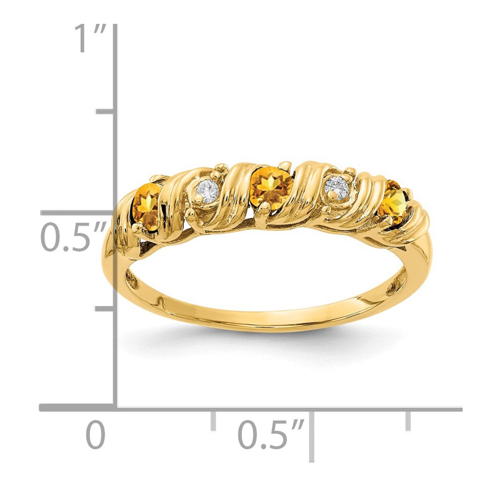 14k Yellow Gold 2.75mm Citrine VS Diamond ring