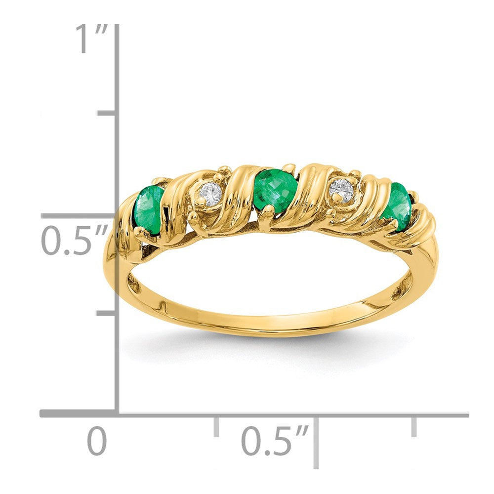 14K Yellow Gold 2.75mm Emerald A Real Diamond ring