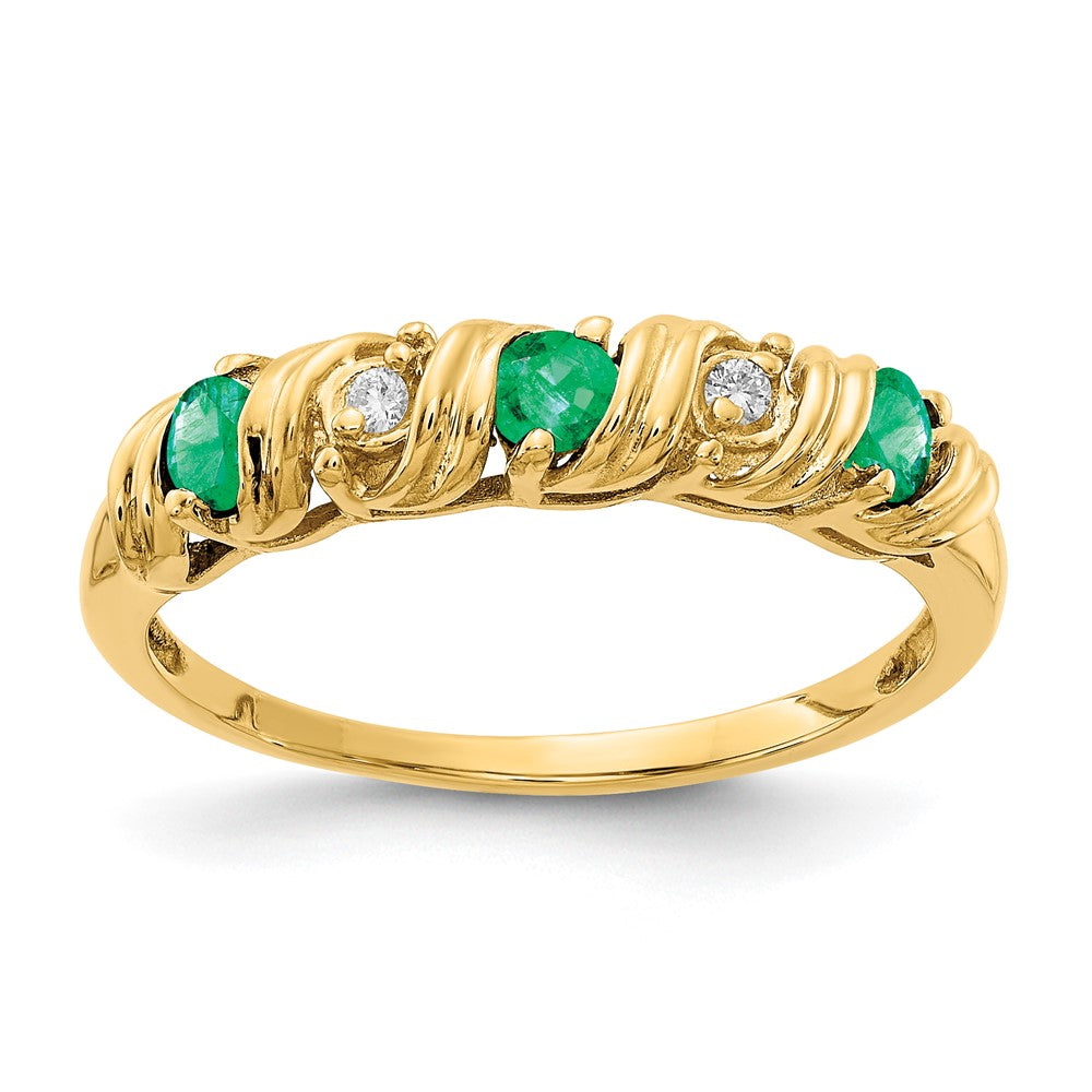 14K Yellow Gold 2.75mm Emerald A Real Diamond ring
