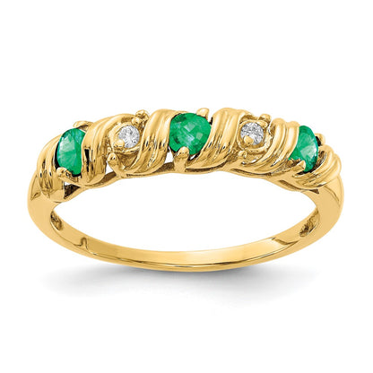 14K Yellow Gold 2.75mm Emerald A Real Diamond ring