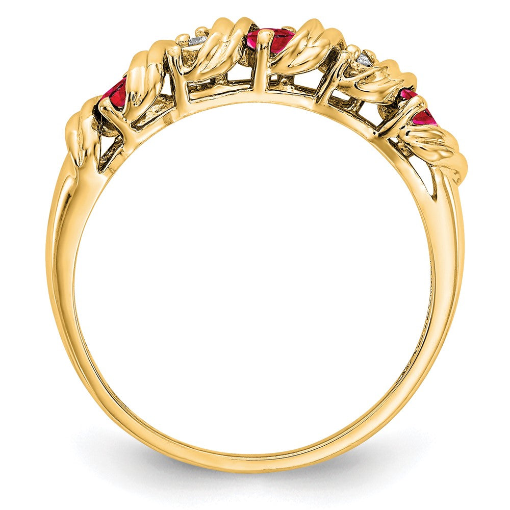 14K Yellow Gold 2.75mm Ruby A Real Diamond ring