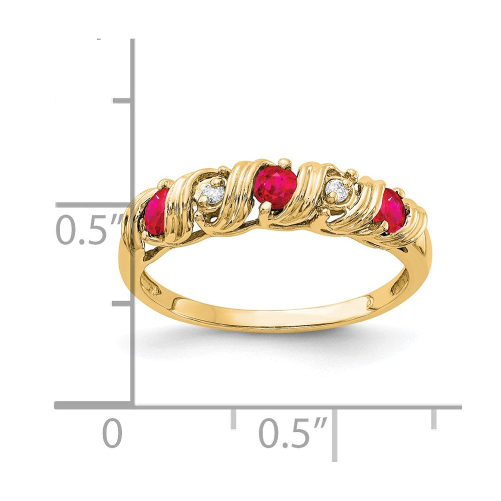 14K Yellow Gold 2.75mm Ruby A Real Diamond ring