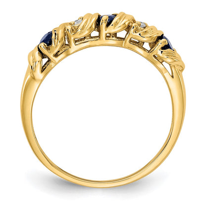14K Yellow Gold 2.75mm Sapphire A Real Diamond ring