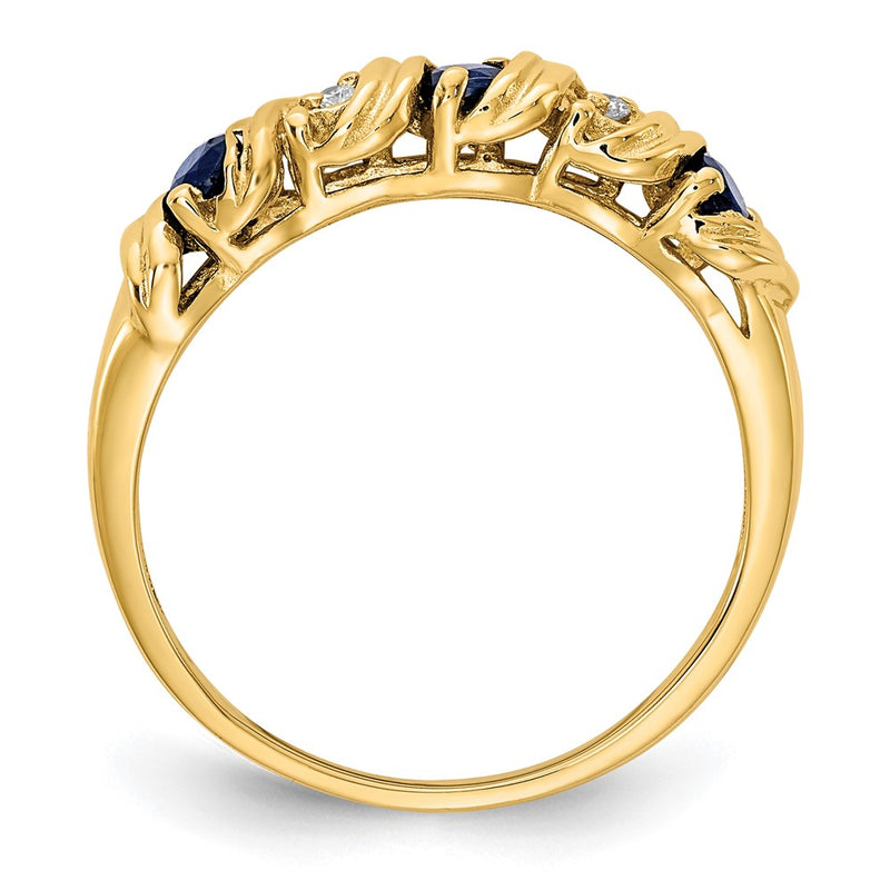 14K Yellow Gold 2.75mm Sapphire A Real Diamond ring