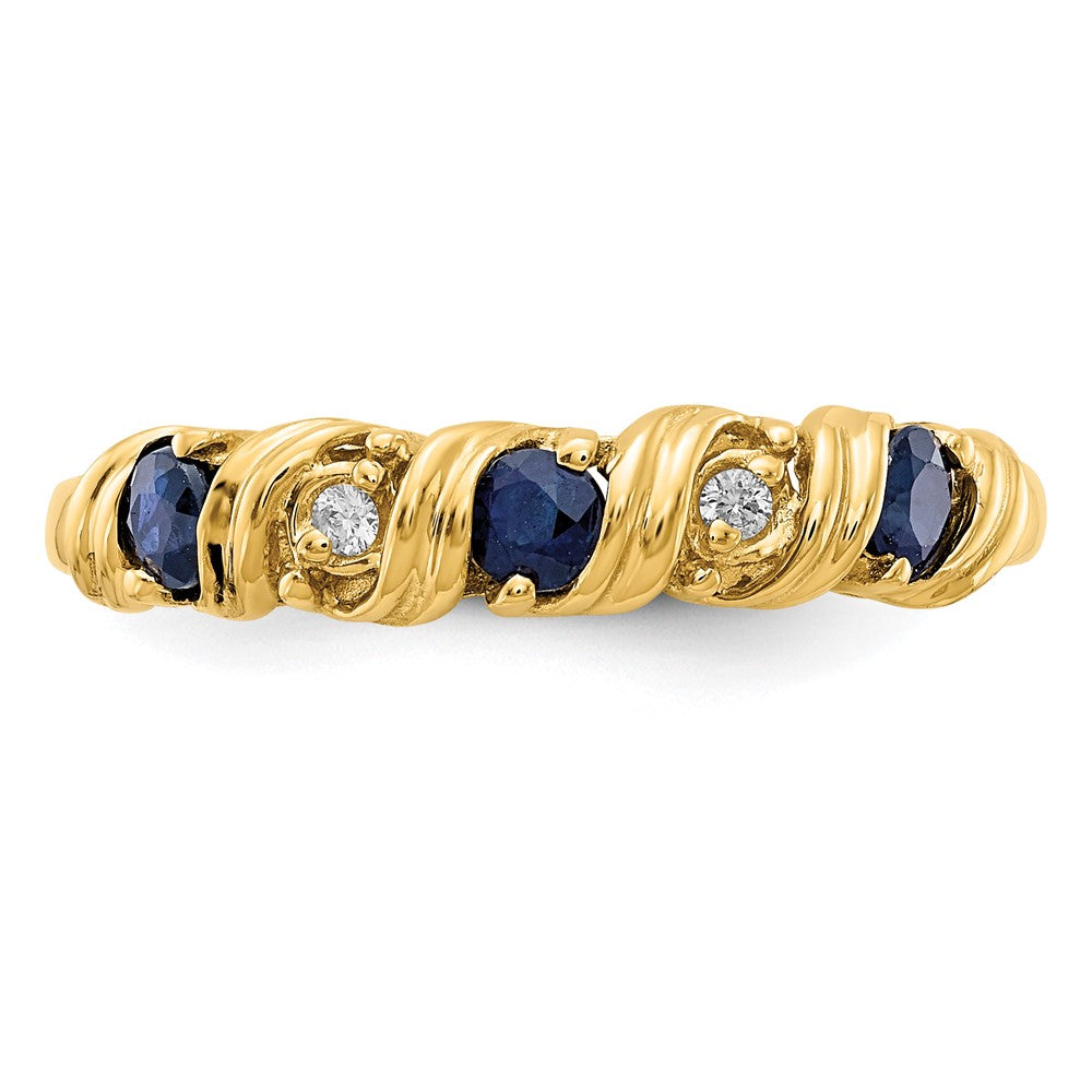 14K Yellow Gold 2.75mm Sapphire A Real Diamond ring