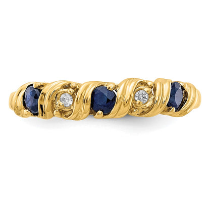 14K Yellow Gold 2.75mm Sapphire A Real Diamond ring