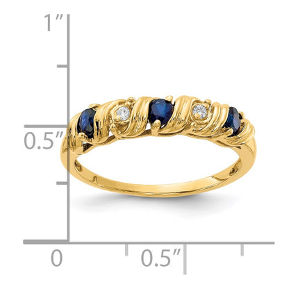 14K Yellow Gold 2.75mm Sapphire A Real Diamond ring