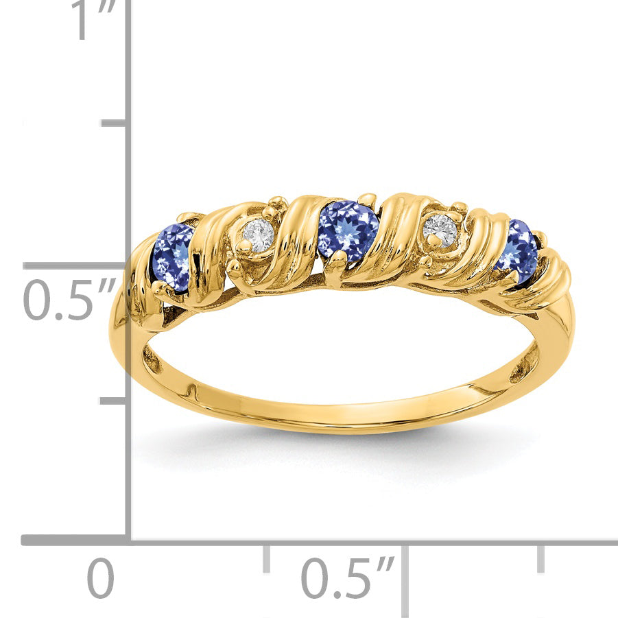 14k Yellow Gold 2.75mm Tanzanite VS Diamond ring