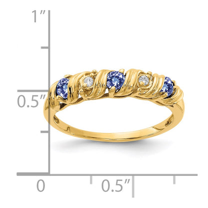 14k Yellow Gold 2.75mm Tanzanite A Diamond ring