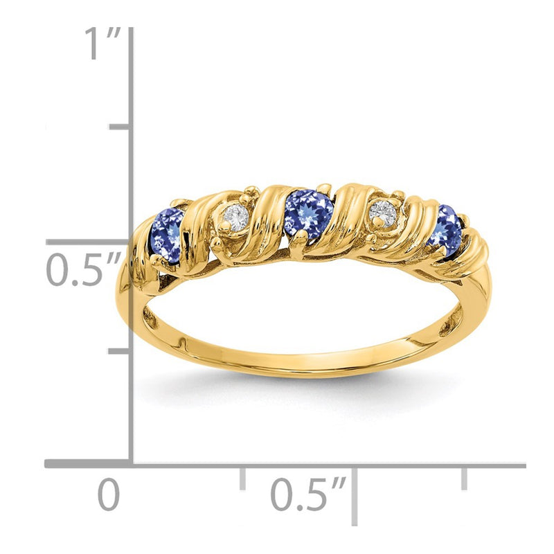 14k Yellow Gold 2.75mm Tanzanite A Diamond ring