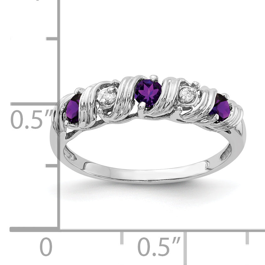 14k White Gold 2.75mm Amethyst A Real Diamond ring