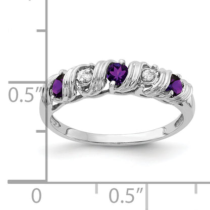 14k White Gold 2.75mm Amethyst A Real Diamond ring