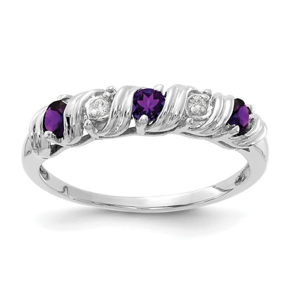 14k White Gold 2.75mm Amethyst A Real Diamond ring