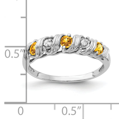 14k White Gold 2.75mm Citrine VS Diamond ring