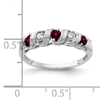 14k White Gold 2.75mm Garnet AAA Diamond ring