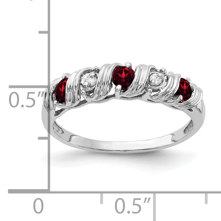 14k White Gold 2.75mm Garnet A Real Diamond ring