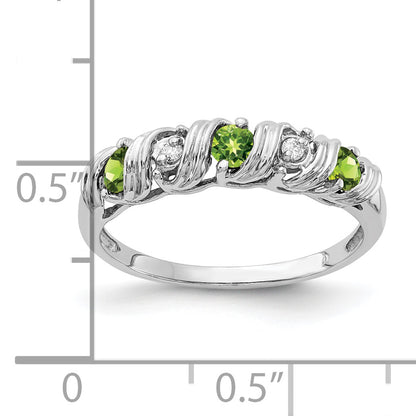 14k White Gold 2.75mm Peridot AAA Diamond ring