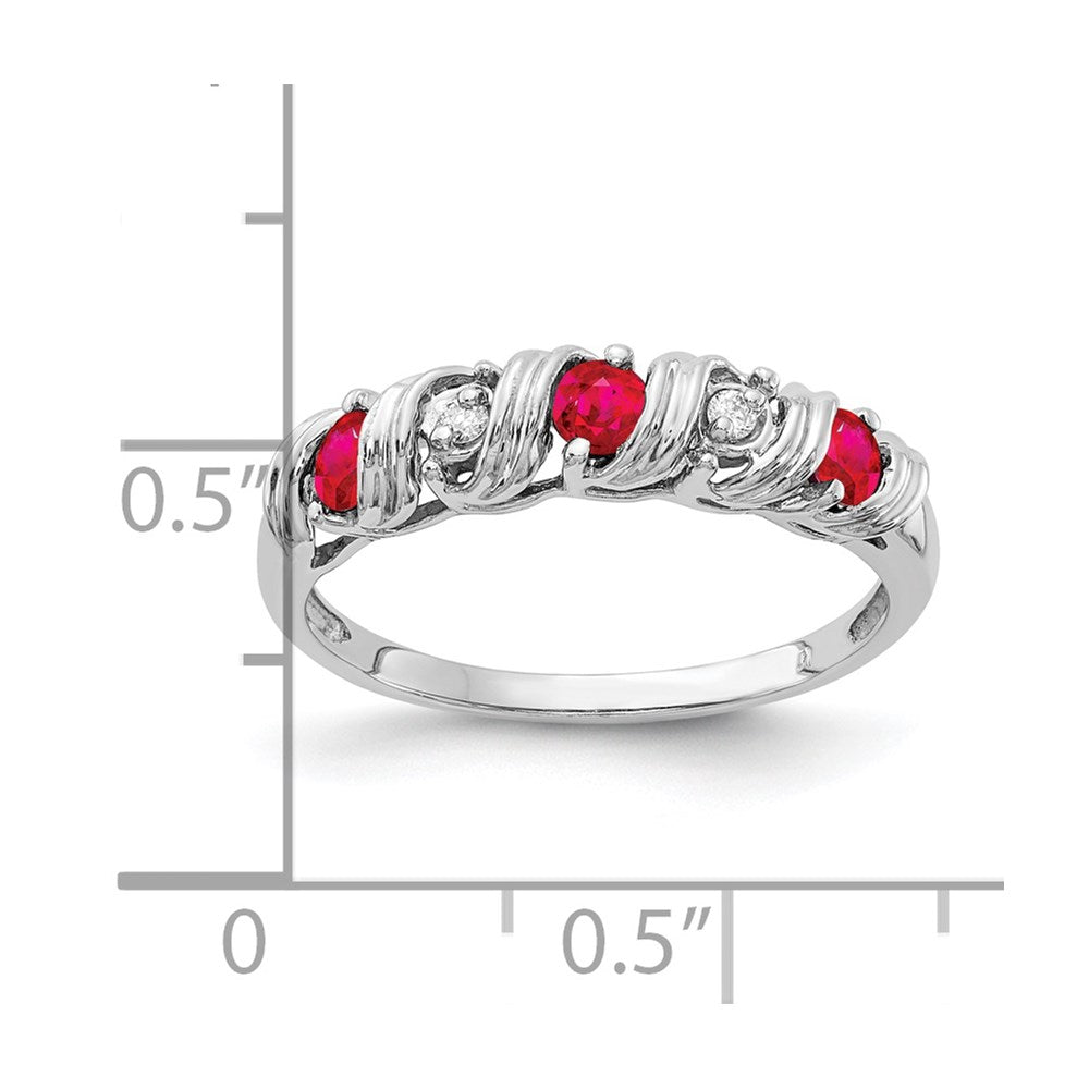 14k White Gold 2.75mm Ruby A Real Diamond ring