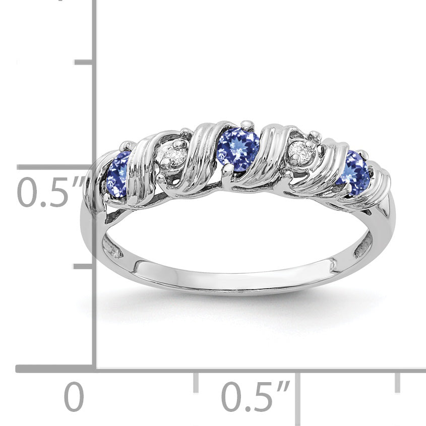14k White Gold 2.75mm Tanzanite AAA Diamond ring