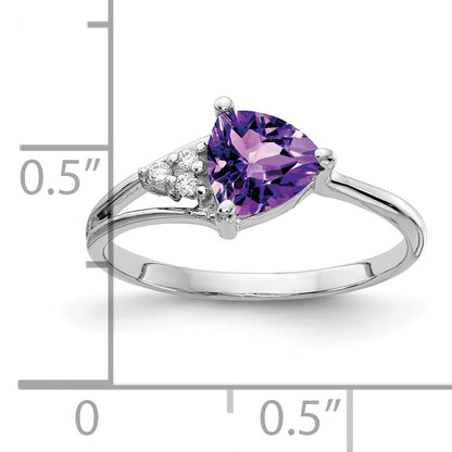 14k White Gold 6mm Amethyst VS Diamond ring