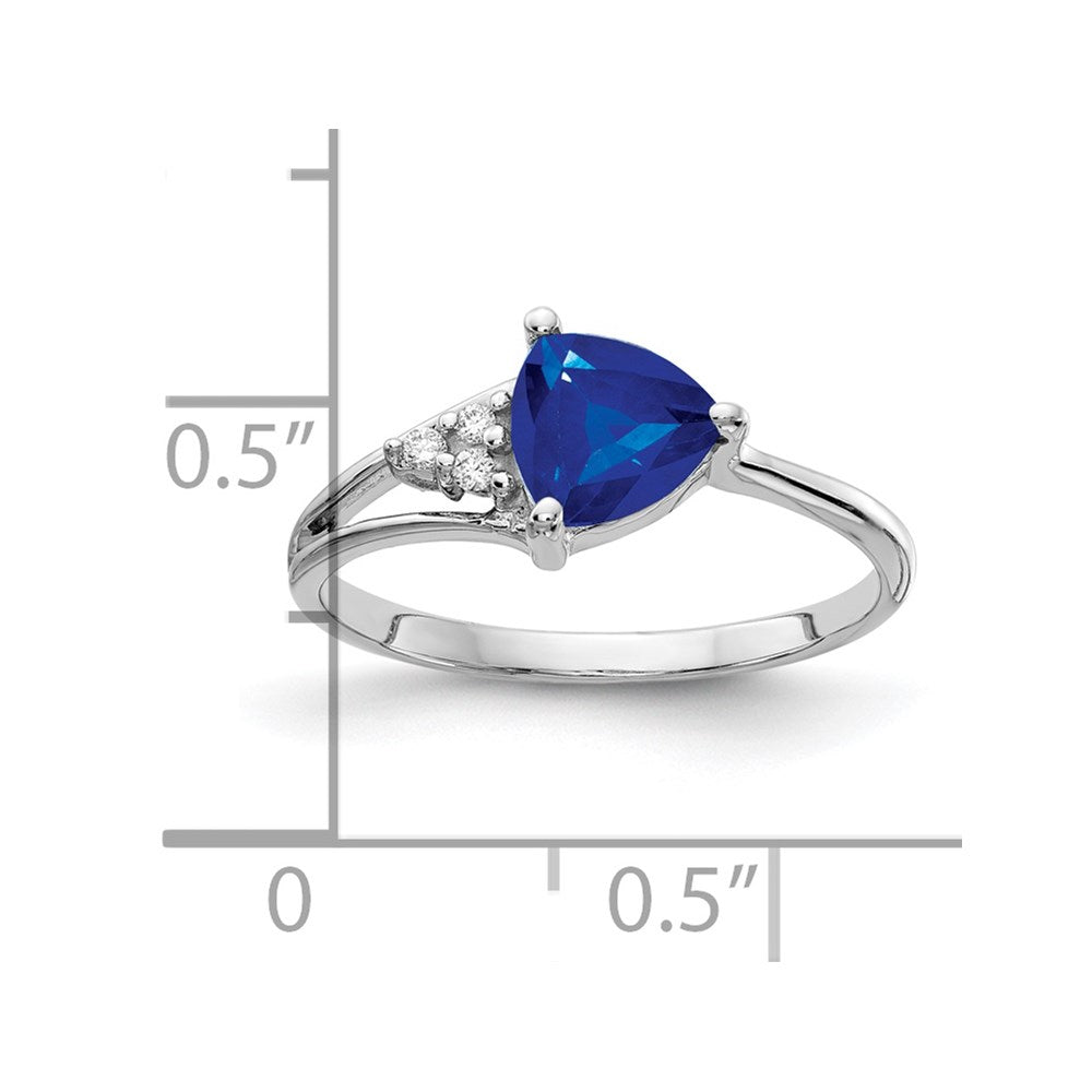 14k White Gold 6mm Sapphire A Diamond ring