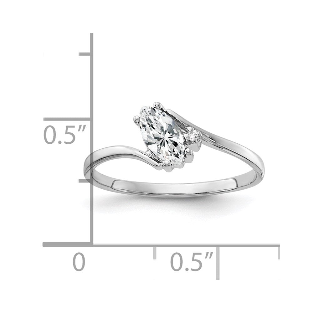 14K White Gold 7X3.5mm Marquise Cubic Zirconia Vs Diamond Ring