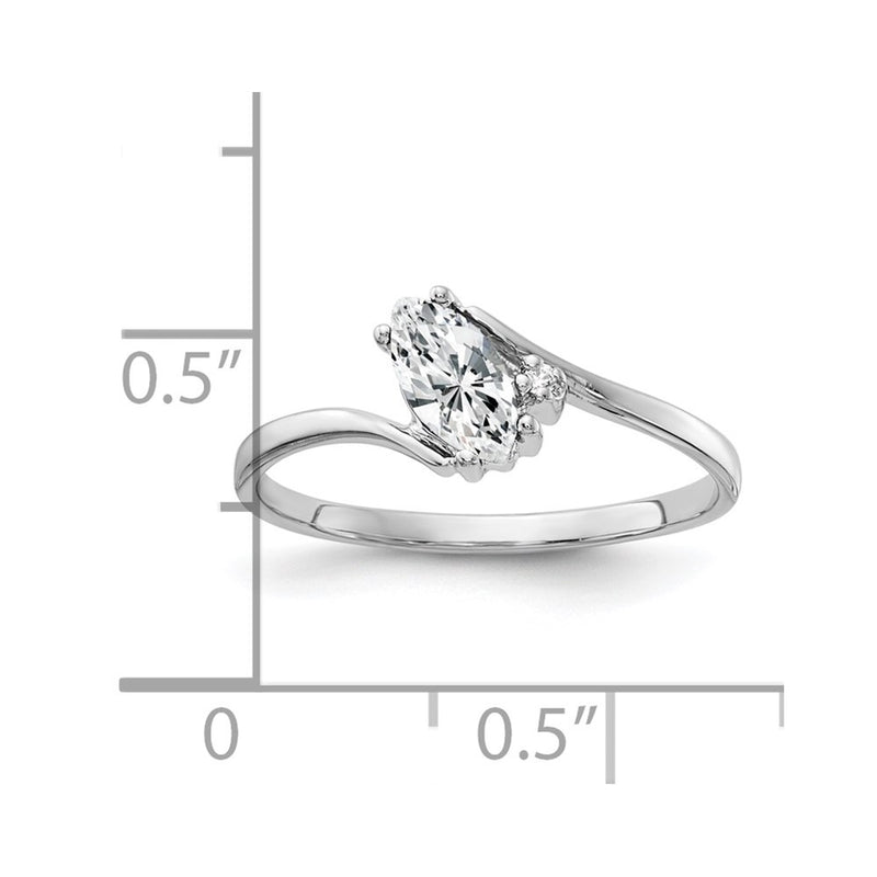 14K White Gold 7X3.5mm Marquise Cubic Zirconia Vs Diamond Ring