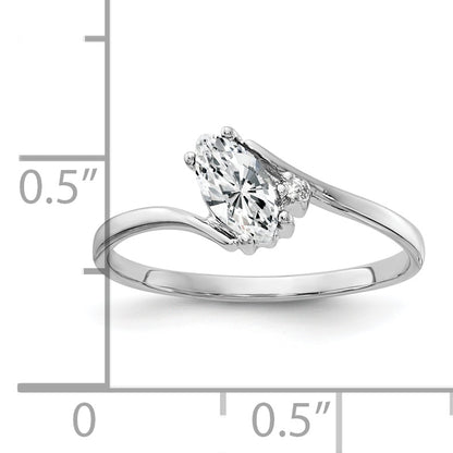 14K White Gold 7X3.5mm Marquise Cubic Zirconia Aaa Diamond Ring