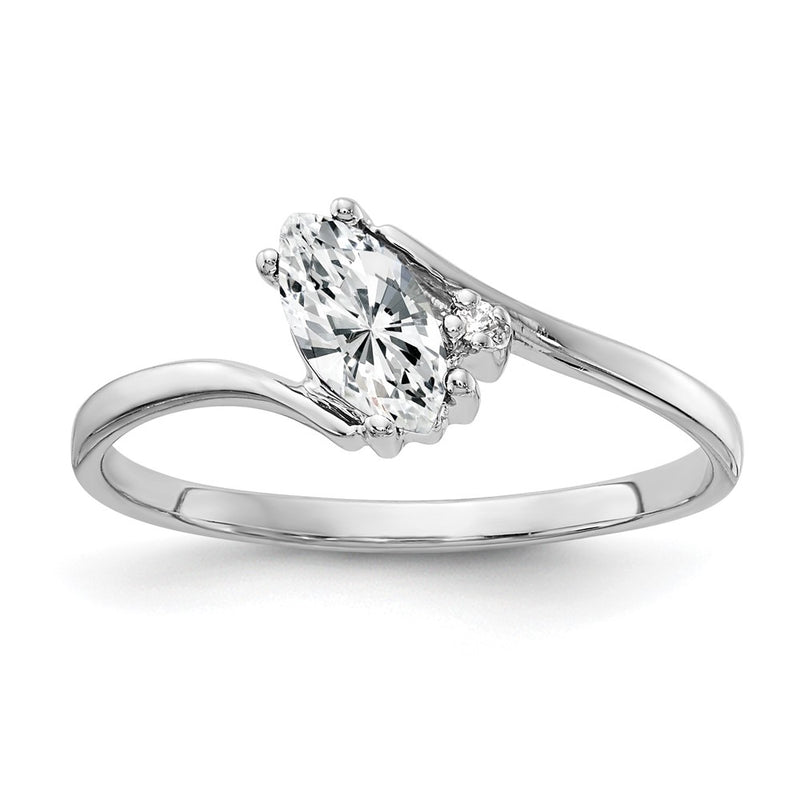14K White Gold 7X3.5mm Marquise Cubic Zirconia Vs Diamond Ring
