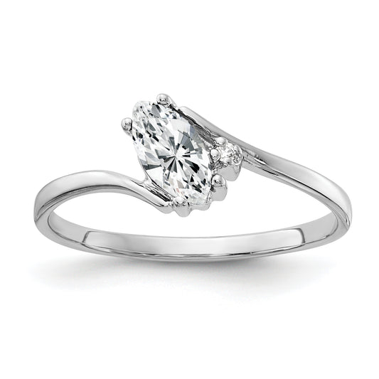 14K White Gold 7X3.5mm Marquise Cubic Zirconia Aa Diamond Ring