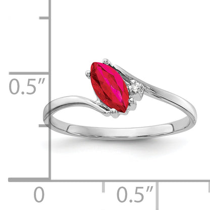 14k White Gold 7x3.5mm Marquise Ruby A Real Diamond ring