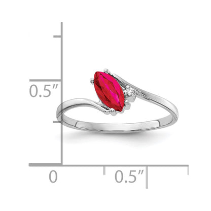 14k White Gold 7x3.5mm Marquise Ruby VS Diamond ring