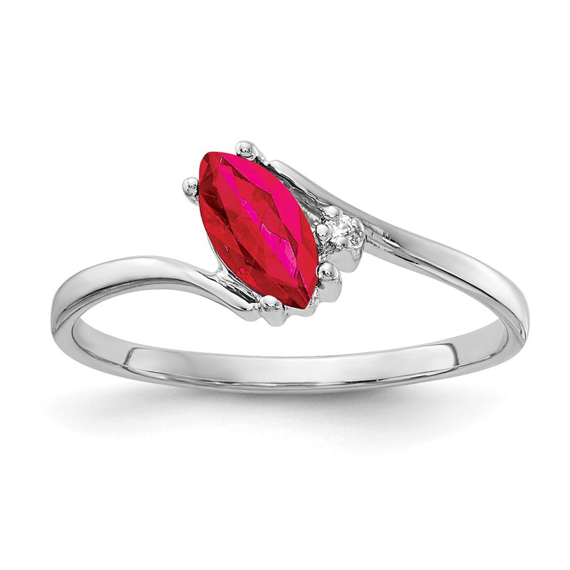 14k White Gold 7x3.5mm Marquise Ruby VS Diamond ring