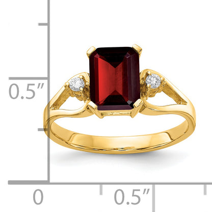 14K Yellow Gold 8x6mm Emerald Cut Garnet A Real Diamond ring